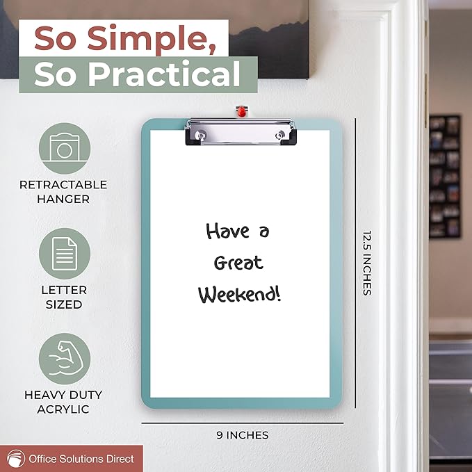 Clipboards – Set of 6 Plastic Clip Boards 8.5x11 Bulk | Colored Acrylic Clipboards for Classroom, Boho Classroom Decor, Teacher Supplies | Cute Clip Board for Kids, Office, Coaching, Medical, School