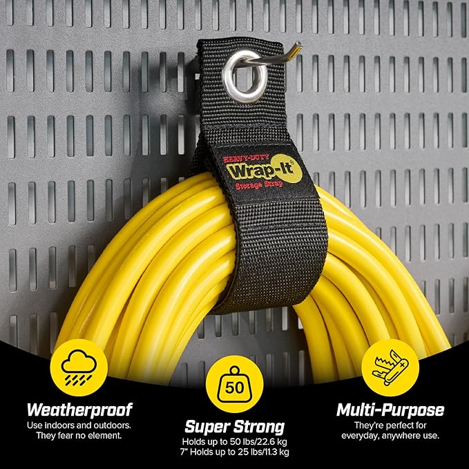 Heavy-Duty Wrap-It Storage Straps (Assorted 6 Pack) - Garage Storage Extension Cord Management Cable Straps for RV Accessories and Shed Organizer