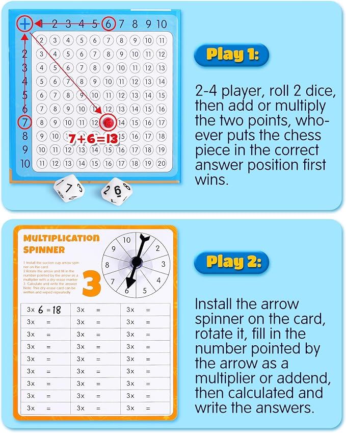 D-FantiX Magnetic Addition Multiplication Game Board, Math Games for Kids 8-12, Math Manipulatives for Elementary School, Montessori Learning Toys for Homeschool Classroom
