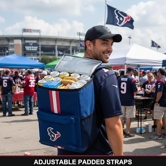 Cooler Backpack – Portable Soft Sided Ice Chest – Insulated Bag Holds 36 Cans - Football Gear – Show Your Team Spirit with Officially Licensed Fan Gear