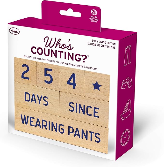 Genuine Fred Who's Counting Wooden Countdown Blocks, Daily Living Edition, Assorted
