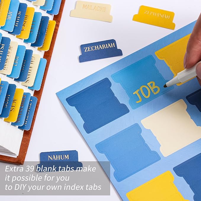 Starry Night Bible Tabs, Van Gogh Inspired 105 Pcs Gold Foil Index Tabs with Ruler - 66 Books & 39 Blank DIY Stickers, Bible Journaling Supplies, Artistic Bible Accessories Gift Set for Women and Men