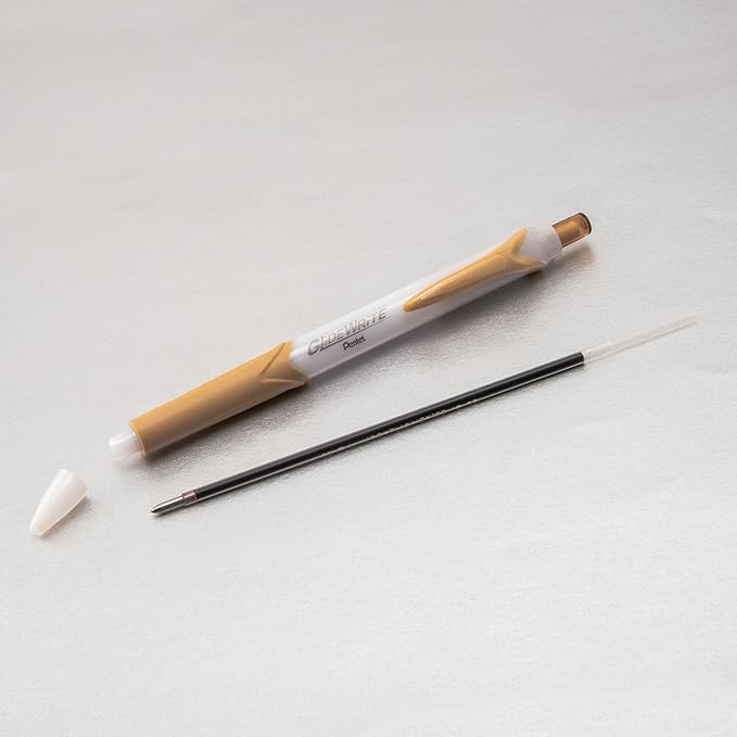 Pentel GlideWrite Ballpoint Pen with TechniFlo Ink, (1.0mm) Medium Line, Antique Gold Ink, Box of 12 (BX910-X)