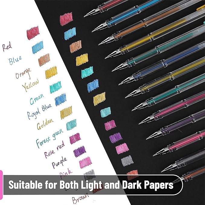Mr. Pen- Metallic Gel Pens, 25 Unique Metallic Colors, Gel Pens for Adult Coloring Book