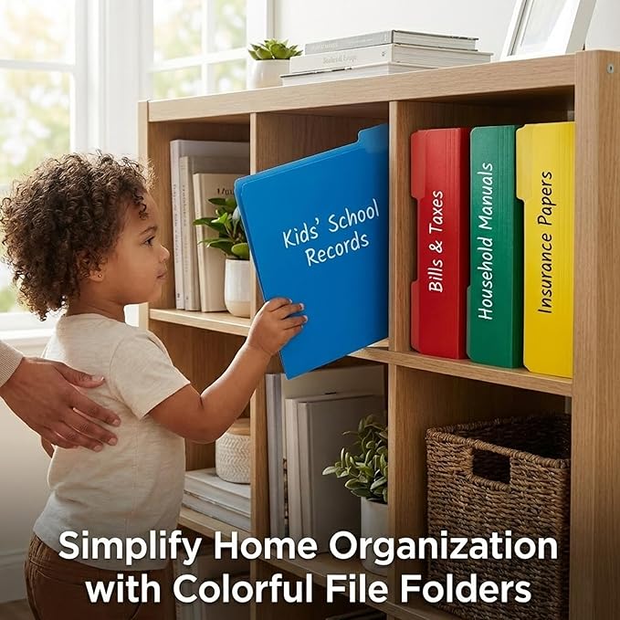 100 Packs Blue File Folder,1/3-Cut Tabs,File Folders Letter Size,8.5x11 Inch File Folders for Office,School and Home,Organizer Documents