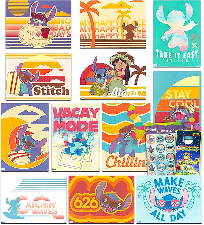 Lilo and Stitch Decor Posters Set - Bundle with Disney Wall Posters | Lilo & Stitch Party Favors, Stickers, More | Lilo and Stitch Bedroom Decorations