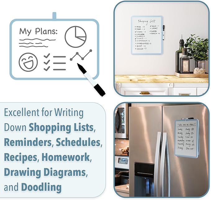 Mr. Pen- Dry Erase Board, 14” x 11” with a Black Dry Erase Marker, Small Mini White Board for Students