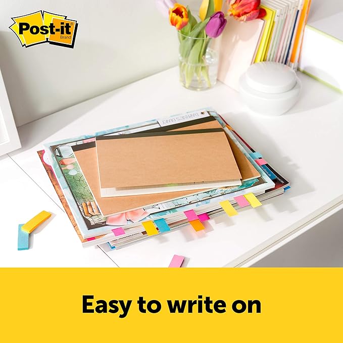 Post-it Page Markers, 1 in x 3 in, Ideal for Temporary Marking and Noting in Books, Assorted Colors, 100 Sheets/Pad, 3 Pads/Pack (5487) (Pack of 2)