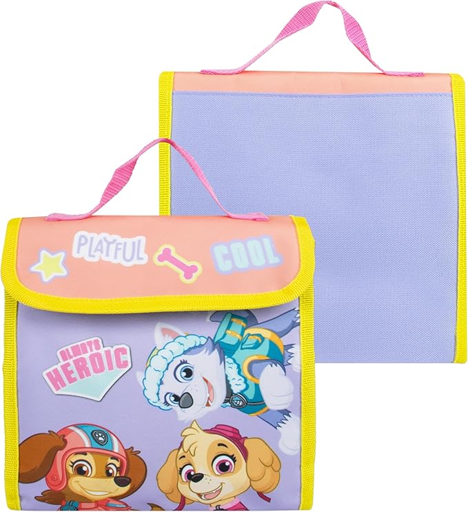 Paw Patrol Backpack 3 Piece Set | Skye Girls Backpack, Lunch Bag And Water Bottle | Girls School Bag | One Size Purple