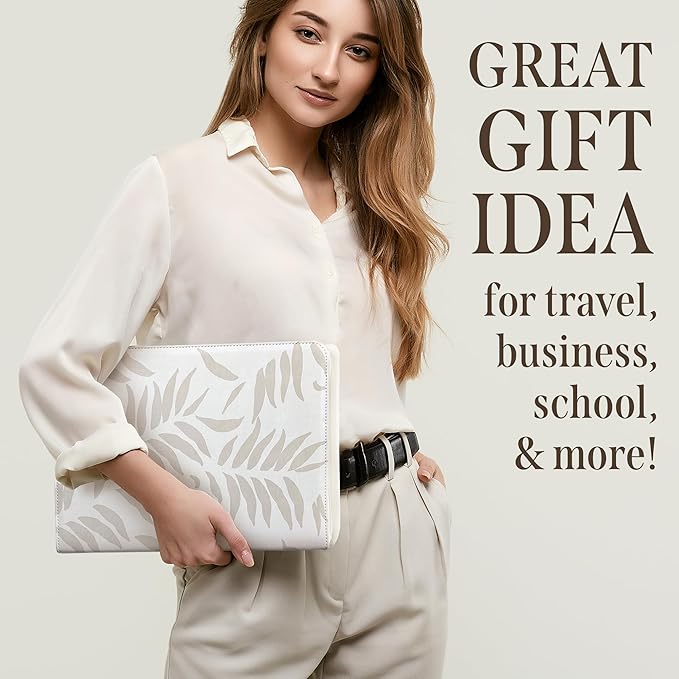 Padfolio for Women, Leather Zipper Binder, Beige Portfolio Organizer, Design Zipper Padfolio, Aesthetic Portfolio Binder, Laptop Portfolio Organizer Case, Folder Organizer, Portfolio for Ipad
