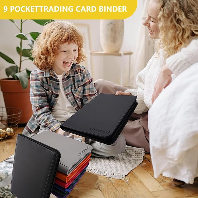 Trading Card Binder,360 Pockets Trading Card Holder Book, Premium PU Cover Zip Folder Binder, Side Loading Carrying Case Binder Album for TCG, MTG,Sports Cards, Game Cards (Gray)