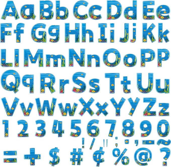 266 Pcs Letters Combo Pack Set Bulletin Board Letters Under The Sea Letters and Number Accents for Bulletin Board Display Home Decor