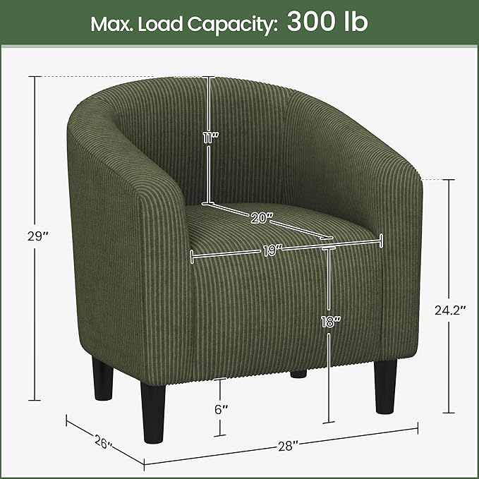Yaheetech Barrel Chairs, Furry Accent Chairs with Soft Padded Armrest for Living Room Bedroom Waiting Room Office, Set of 2, Dark Green