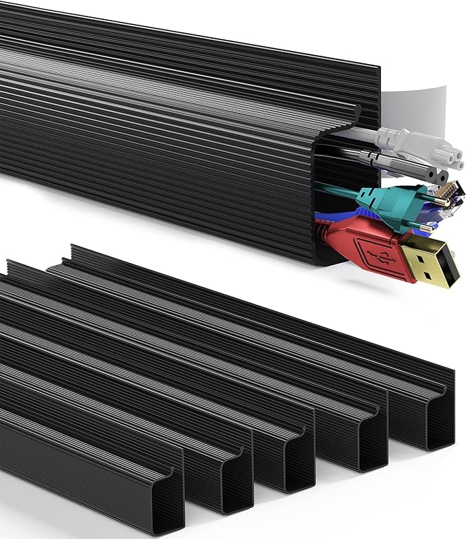 Delamu 6 Pack Safe & Tidy Cable Management Solution - Protect Kids & Pets with Home & Office Cable Management Under Desk, Cable Organizer, Cable Management Kit, Cord Organizer for Desk, 15.7in x 6