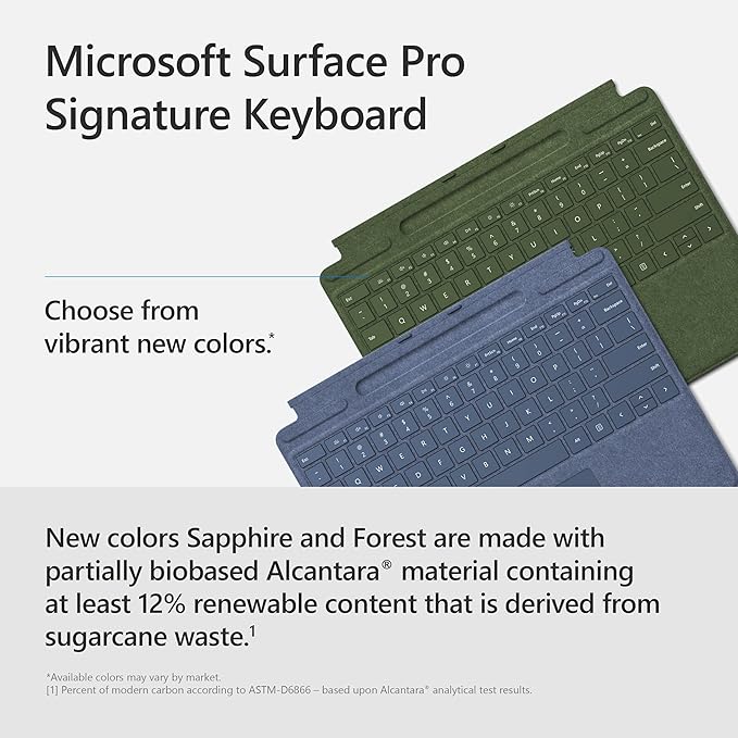 Microsoft Surface Pro Signature Keyboard, Backlit Keys and Large Trackpad, Durable and Smooth Alcantara Material, Forest Colour