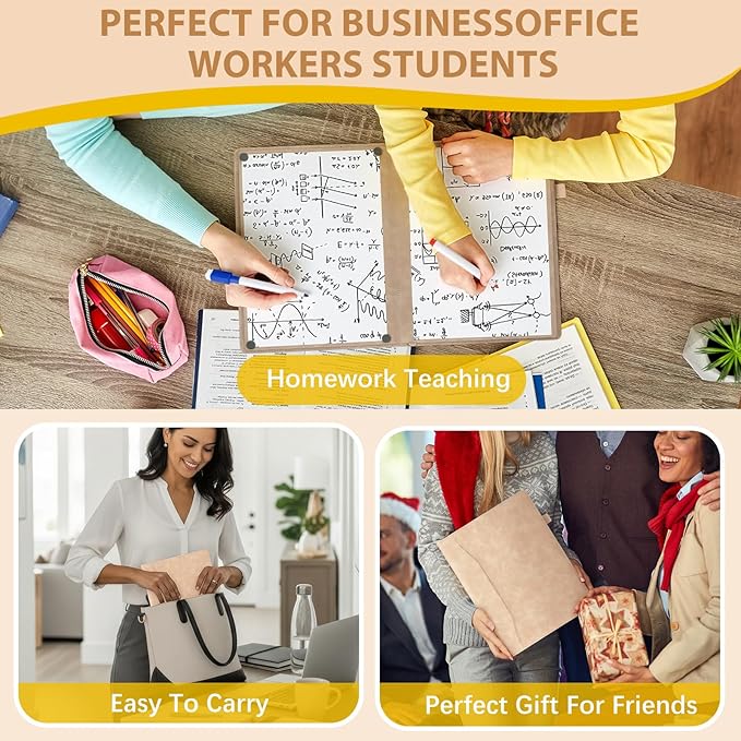 6 Sides Dry Erase Notebook Portable Whiteboards Notebook 12"x9"(a4) Small Reusable Whiteboard Notepad Foldable Anti-ghosting Surface, Travel White Board for Office Study Meeting Planning