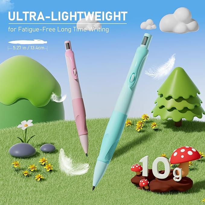 Four Candies 2.0MM Mechanical Pencil with Comfort Ergonomic Grip, 4PCS Cute Mechanical Pencils with 44PCS Lead Refills, 2PCS Sharpeners/Erasers, Aesthetic School Supplies for Kids Writing Drawing