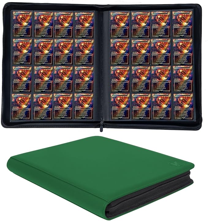 Extra Large 1000+ Pockets Trading Card Binder, 16-Pocket Card Ablum Compatible with MTG,Sports Cards & Other Standard Size Trading Cards (Green)
