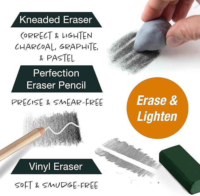Faber-Castell Try It Box: Dry Mediums - 17 Piece Sketching Drawing Art Set with featuring Colored Pencils, Graphite Pencils, Charcoal Pencils, Pitt Artist Pen and Art Tools