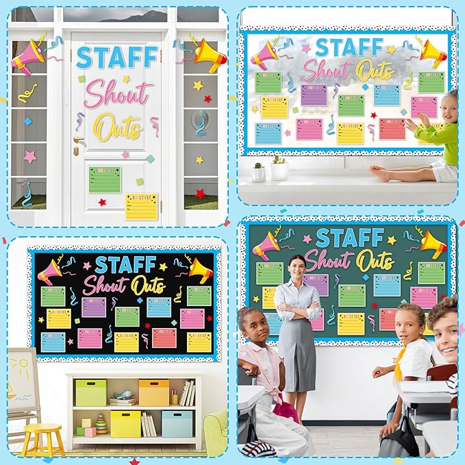 Staff Shout Outs Bulletin Board Decorations Colorful Back to School Bulletin Board Set Appreciation and Recognition DIY Craft Cutouts for Classroom Office Door Wall Decor Supplies