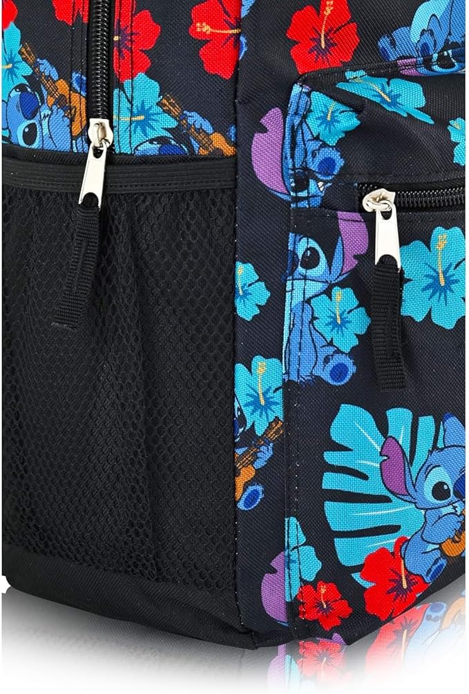 Disney Stitch Backpack and Lunch Bag for Girls - Bundle with 16" School Bag, Lunch Box, Water Bottle, Stickers, More | Lilo and Stitch Backpack with Lunchbox for Kids