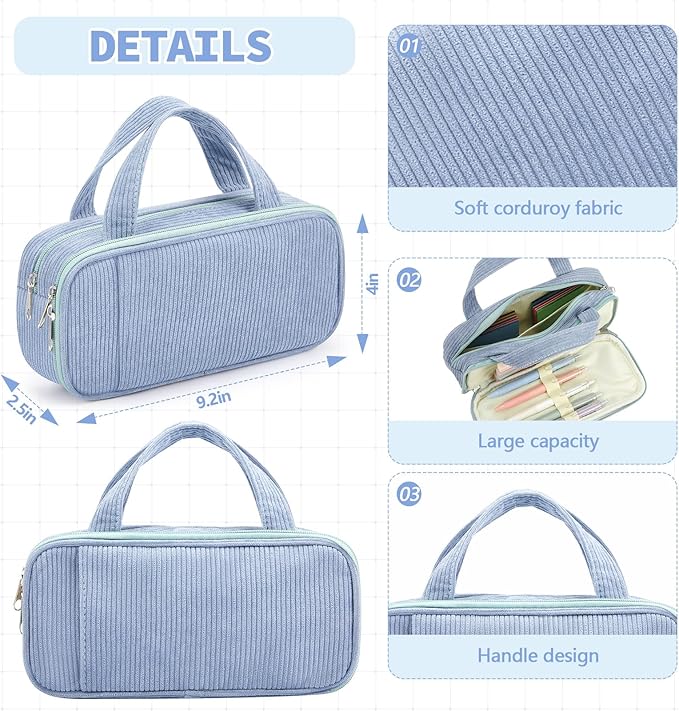Jutom 39 Pcs Aesthetic Book Annotation Kit Highlighter with Pencil Case Bag Gel Pen Transparent Sticky Note Taking Bible Study College School Supplies(Dusty Blue,Classic Style)