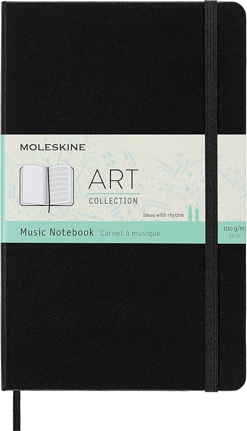 Moleskine Art Music Notebook, Hard Cover, Large (5" x 8.25") Pentagram, Black, 192 Pages