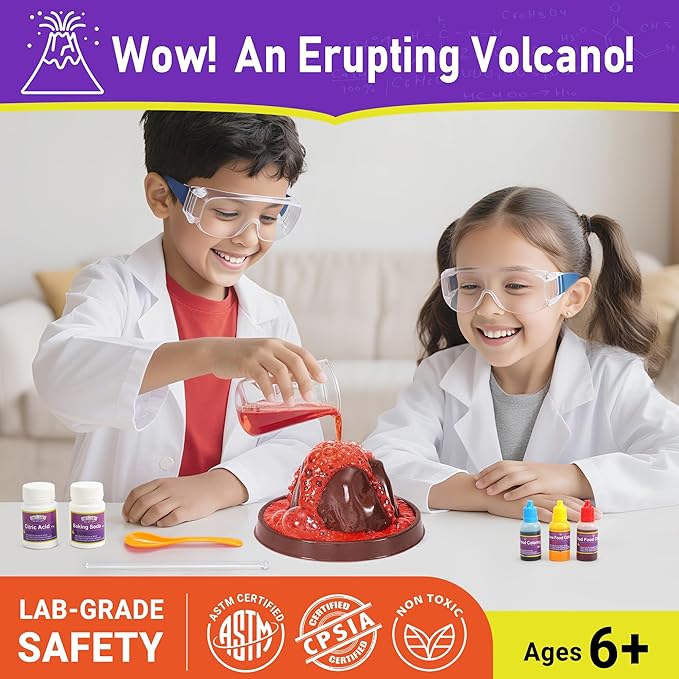 BenBen Science Kits for Kids Age 5-8, 80 Experiments Educational Toy, STEM Toys for 6 7 8 Year Old Boys Girls Birthday Gift, Volcano Science Kit, Chemistry Set for Homeschooling