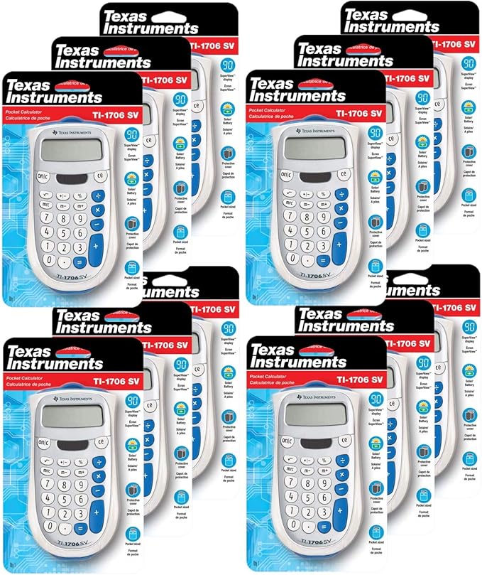 Texas Instruments 1706SV/FBL/2L1 Standard Function Calculator / 12 Pack