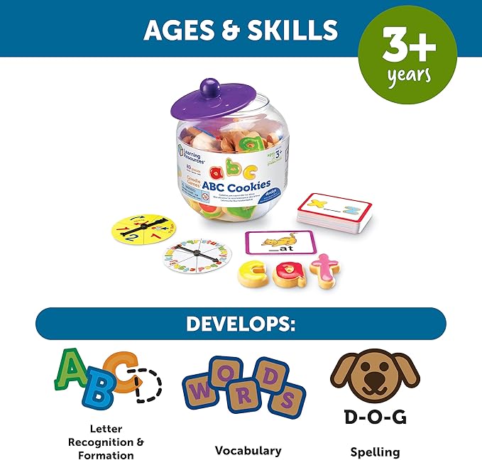 Learning Resources Goodie Games ABC Cookies - Alphabet Letters, Learn to Read and Write, Phonics and Spelling , Fine Motor Skills, Toddler Toys, Kids Games, Manipulatives Preschool Activities