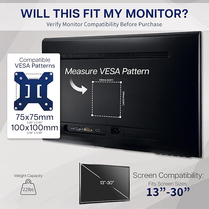 VIVO Steel VESA Compatible Plate Mounting Kit, 75x75mm and 100x100mm, Quick Release Removable VESA Bracket, Easy Computer Monitor Mounting, Hardware Included, Black, PT-SD-VA01A