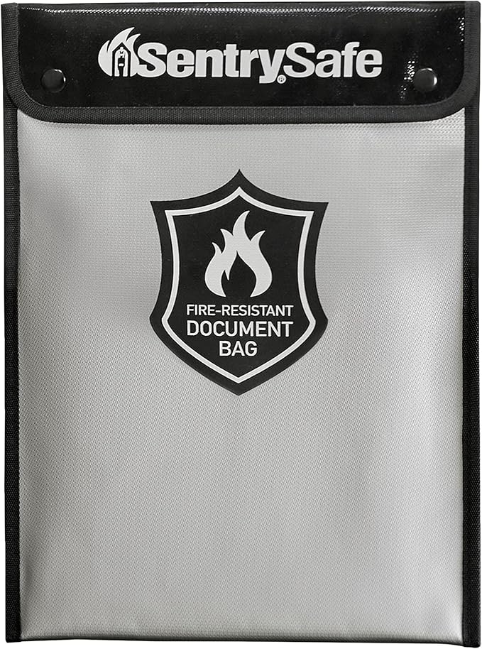 SentrySafe Fire and Water Resistant Portable Bag with Zipper for Money or Document Storage, FBWLZ0SSC