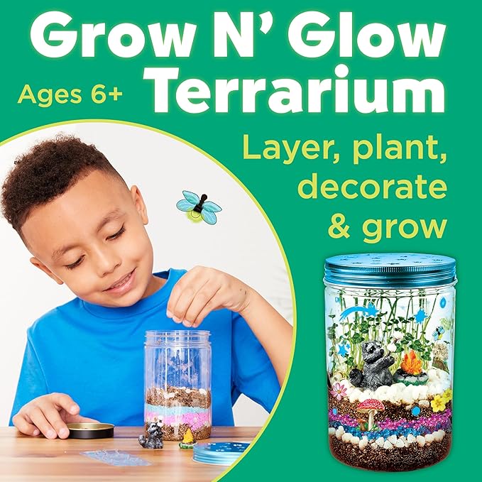 Creativity for Kids Grow 'N Glow Terrarium Kit - Educational Science Kits| Easter Basket Stuffers for Kids Gifts for Boys and Girls| Craft and STEM Projects (Ages 6+)