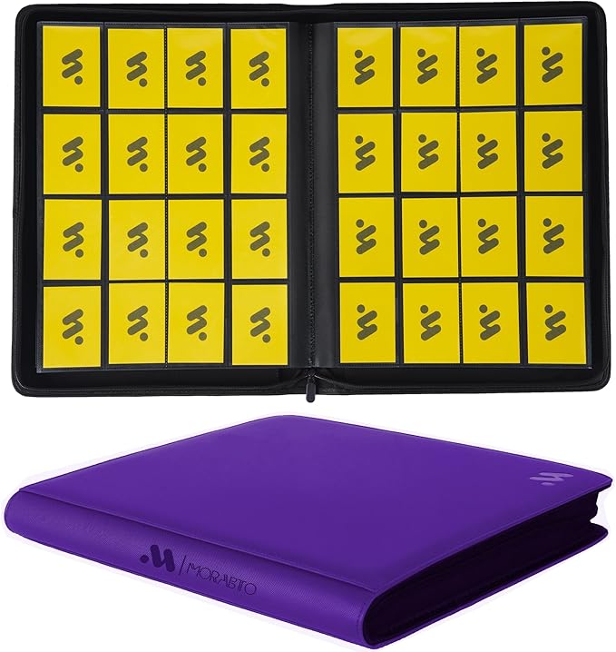 Card Binder 16 Pocket,Trading Card Binder Holds up to 1408 Cards with 44 Sleeves,Zipper Card Holder Album Compatible with TCG Card/Game Cards/Sports Card-Dark purple