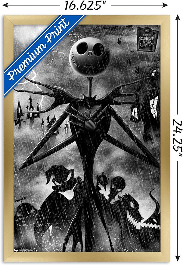 Trends International Disney Tim Burton's The Nightmare Before Christmas - Shadows Wall Poster, 22.4L x 14.7W, Gold Framed Version