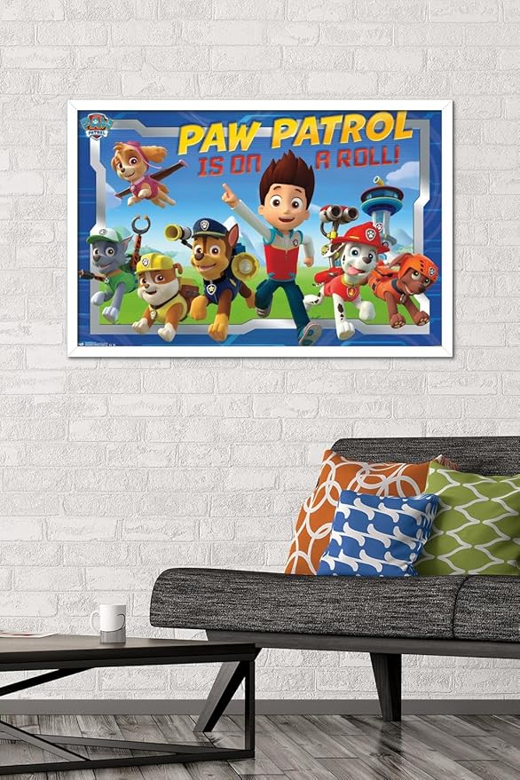 Nickelodeon Paw Patrol - Crew Wall Poster, 34L" x 22.4W", White Framed Version