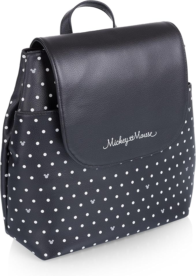PICNIC TIME Disney Mickey Mouse Downtown Mini Cooler Backpack, Insulated Lunch Bag, Stylish Beach Bag Soft Cooler, (Black)