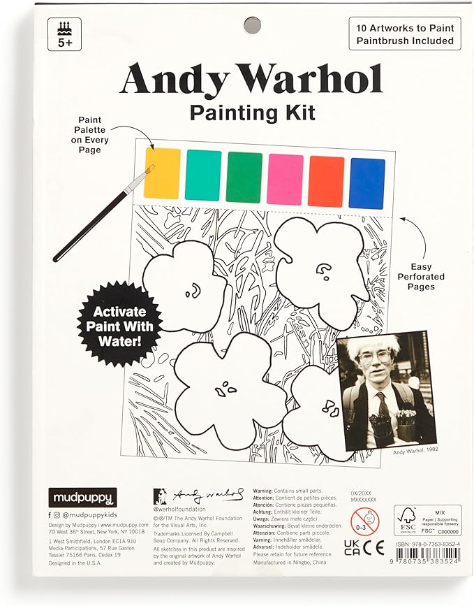 Mudpuppy Andy Warhol – Painting Kit with Illustrations of Pop Art Designs for Children Ages 5 and Up