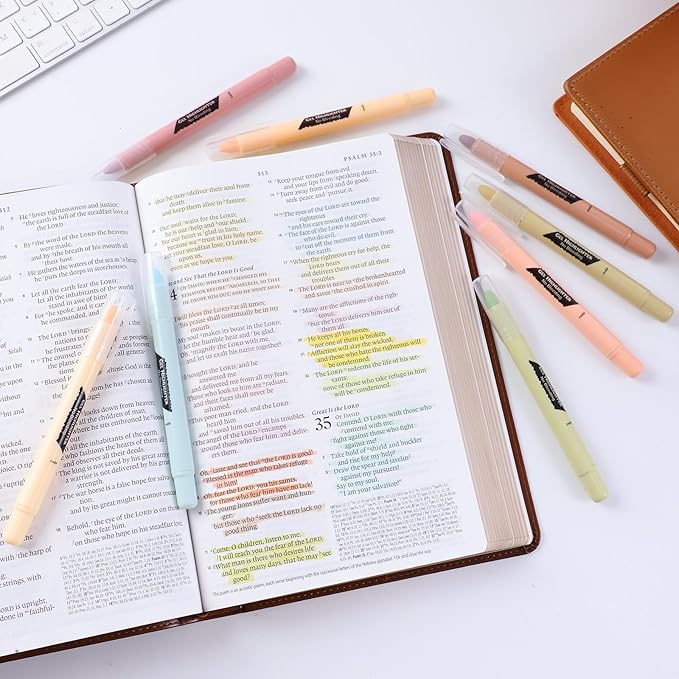 Bible Highlighters and Pens No Bleed Through, 16 Pack Assorted Colors Pastel&Earthy Gel Highlighters, Bible Markers Study Kit Journaling School Supplies with Wax texture（Soft Colors）