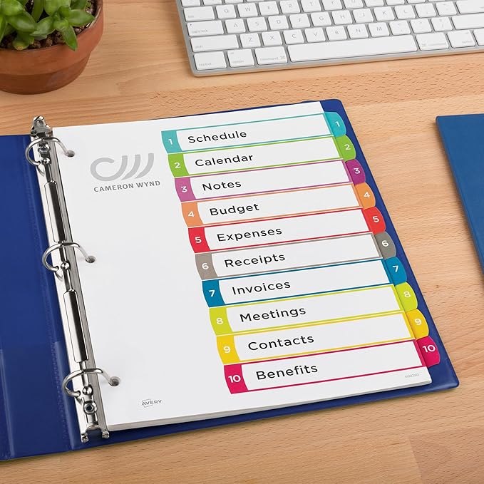 Avery Dividers for 3 Ring Binders,10 Tabs per Set,Customizable Table of Contents,Multicolor Arched Tabs,Great for Organizing Reports,Projects,and More (11842),(Pack of 2)