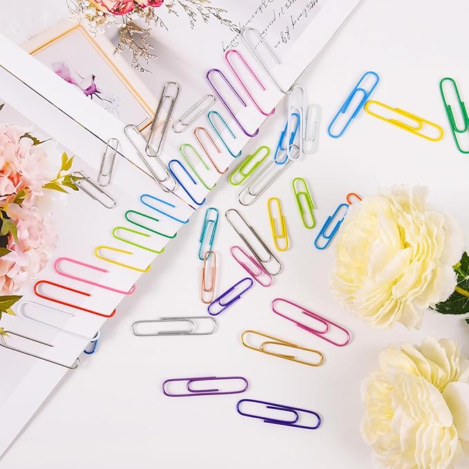 Paper Clips Assorted Sizes,450PCS Medium and Large PaperClips for Office Supplies,Colored Paper Clips for Home, School and Office Use