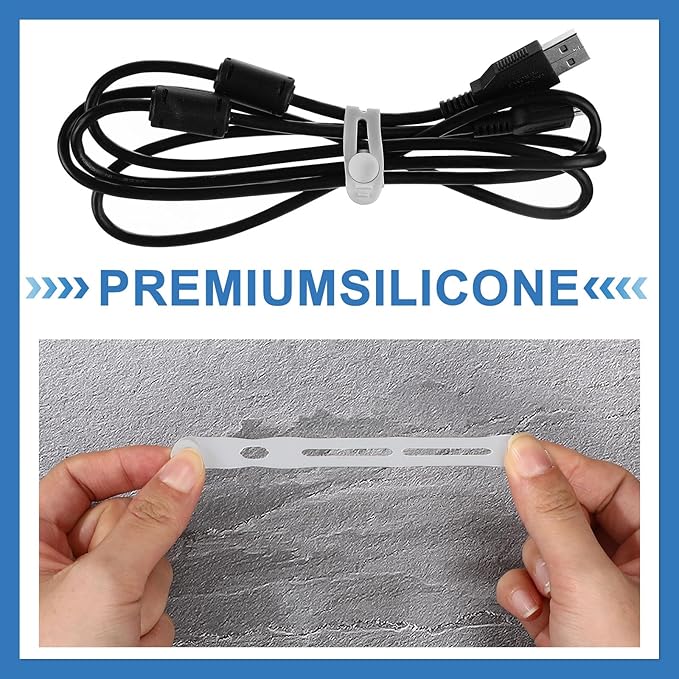 42 Pcs Silicone Cable Ties Reusable Cord Straps Multipurpose Elastic Cable Organizer for Bundling Fastening Earphone Phone Charger Home Office School(Gray,3.15 Inch)