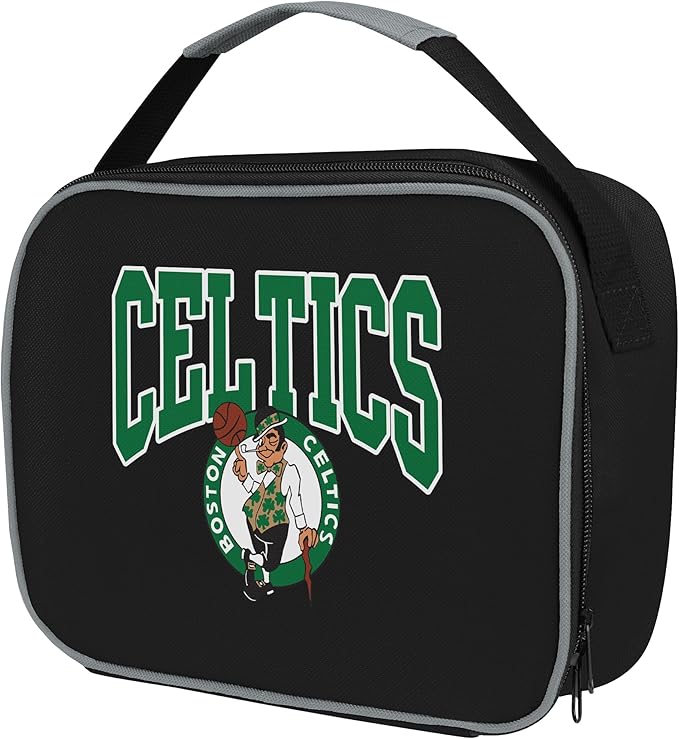 FOCO NBA Unisex-Adult Officially Licensed Wordmark Team Color Big Logo Basketball Zip Closure 7L Lunch Bag - Boston Celtics