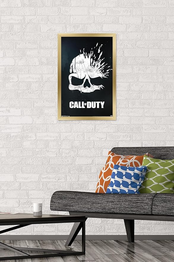 Trends International Call of Duty - Skull Wall Poster, 14.725" x 22.375", Gold Framed Version