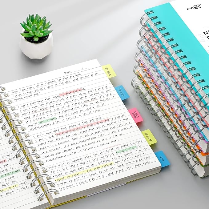RETTACY Spiral College Ruled Notebook, 300 Pages, A4 Large Size (8.2" x 11.2"), for School, Work, Writing, Journaling, 100 GSM Thick Paper, Flexible Plastic Cover (Tiffani Blue)