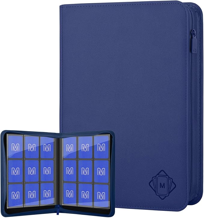 Trading Card Binder with 9 Side Loading Pocket Card Album Hold Up to 540 Cards PU Card Collection Binder, Collectible Albums Card Folder for MTG, TCG, Sports Cards（9-Dark Blue）