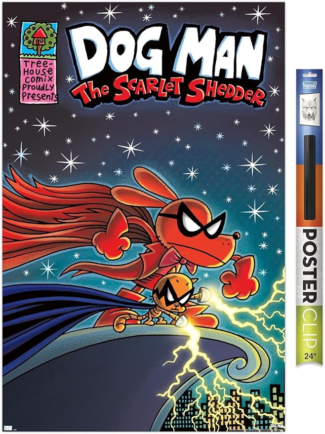 Dog Man - The Scarlet Shedder Wall Poster, 34L" x 22.4W", Poster & Clip Bundle