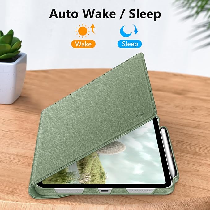 Fintie Rotating Case for iPad (A16) 11th Generation 11 Inch (2025), iPad 10th Generation 10.9 Inch (2022) - [Built-in Pencil Holder] 360 Degree Rotating Protective Stand Cover, Sage Green