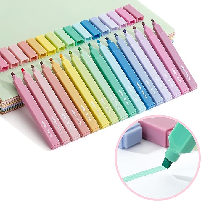 Mr. Pen Aesthetic Highlighters - 16 pcs, Chisel Tip, Assorted Pastel Colors, No Bleed Bible & General Use Highlighters, Perfect for Christmas Gifts & Bible Marking