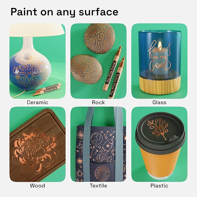 ARTISTRO 2 Rose Gold Acrylic Paint Markers - 0.7mm Extra Fine-Tip Paint Pens - Perfect for Crafting, Art Projects, & More